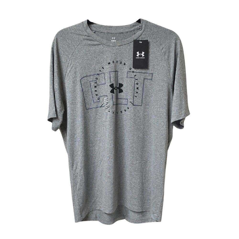 Under Armour Heather Gray Short Sleeve Charlotte Motor Speedway Shirt mens L NWT